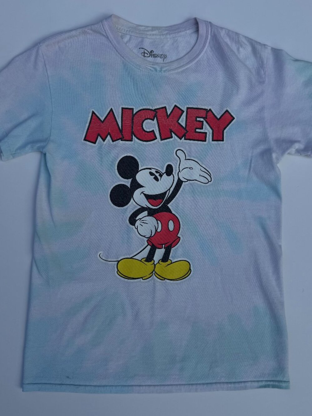 Mickey Mouse Women's T-Shirt Tie-dye Blue Purple Graphic Tee Size S 100% Cotton